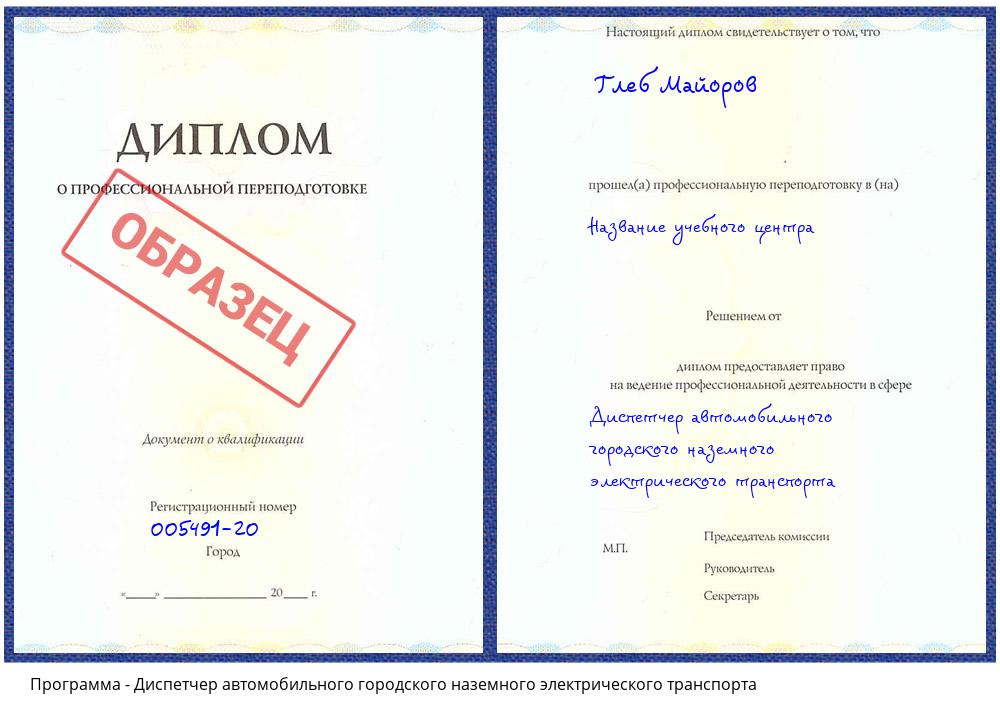 Диспетчер автомобильного городского наземного электрического транспорта Гусь-Хрустальный