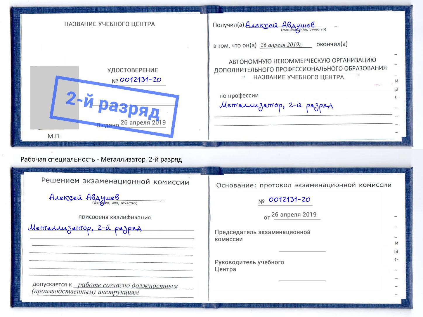 корочка 2-й разряд Металлизатор Гусь-Хрустальный