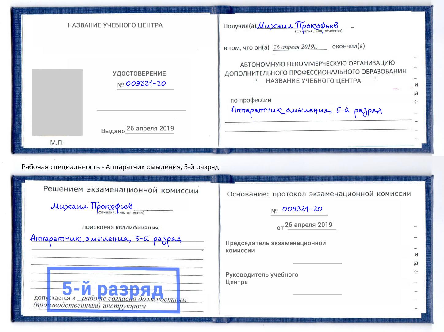корочка 5-й разряд Аппаратчик омыления Гусь-Хрустальный