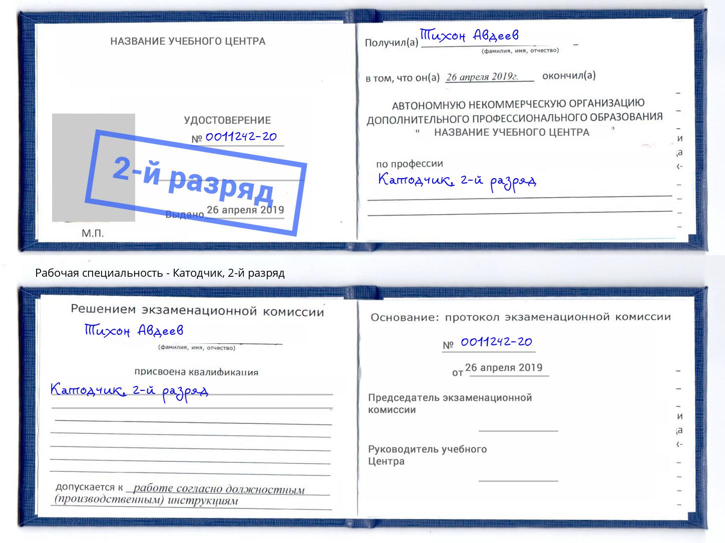 корочка 2-й разряд Катодчик Гусь-Хрустальный