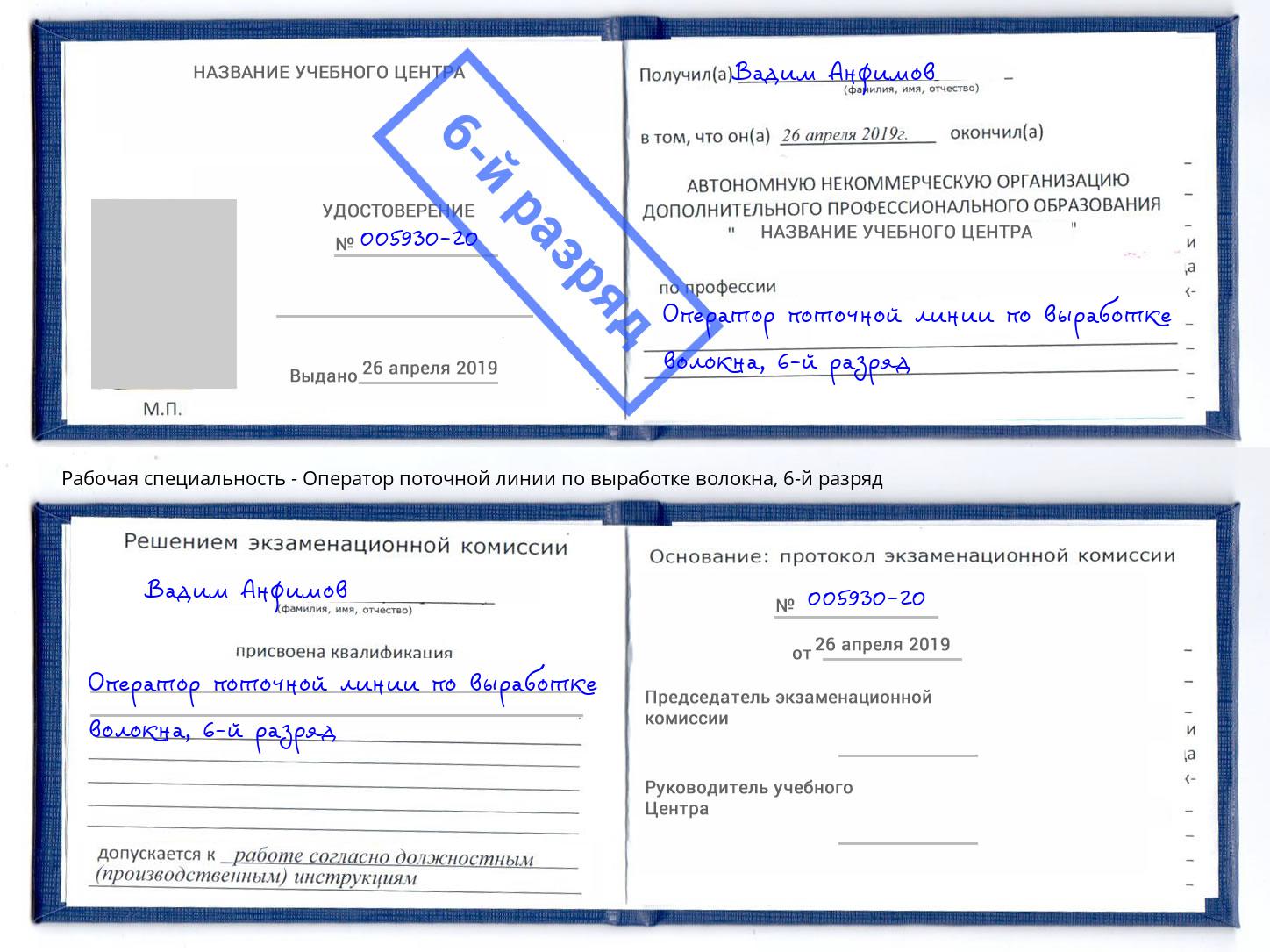 корочка 6-й разряд Оператор поточной линии по выработке волокна Гусь-Хрустальный