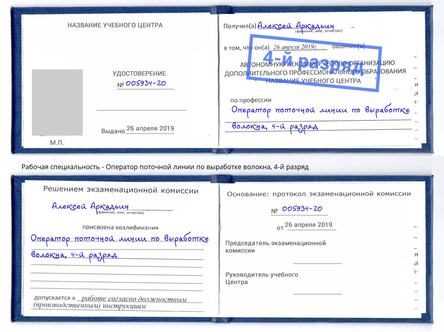 корочка 4-й разряд Оператор поточной линии по выработке волокна Гусь-Хрустальный